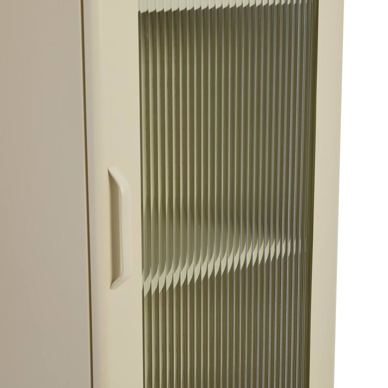 Solstice Metal Cabinet with 3 Adjustable Storage Shelves and Arched Glass Door