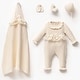 preview thumbnail 2 of 1, Newborn Baby Girl Homecoming First Outfit Knitwear with Lace and Bow Details Cream