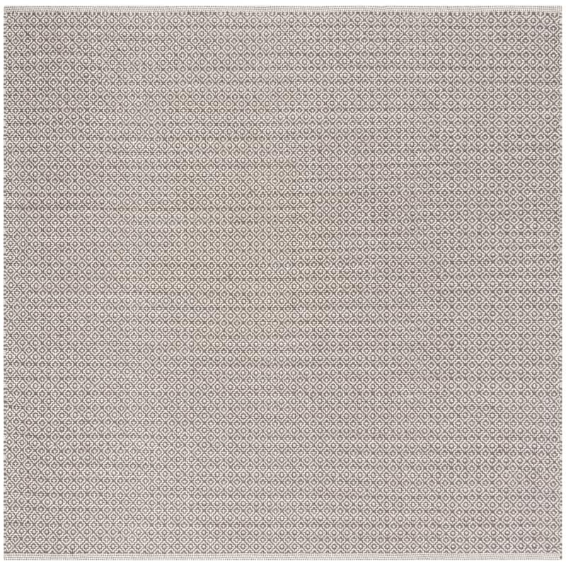 SAFAVIEH Montauk Glyn Handmade Cotton Area Rug - 6' Square - Ivory/Grey - Square