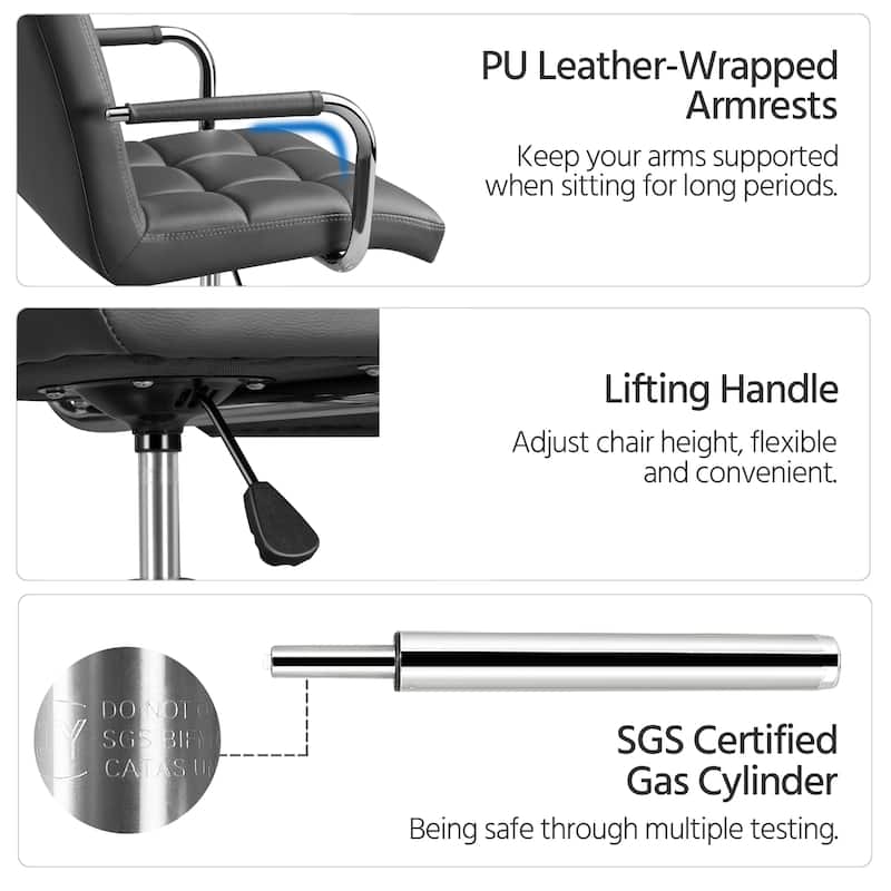 Yaheetech Adjustable Faux Leather Swivel Office Chair with Wheels