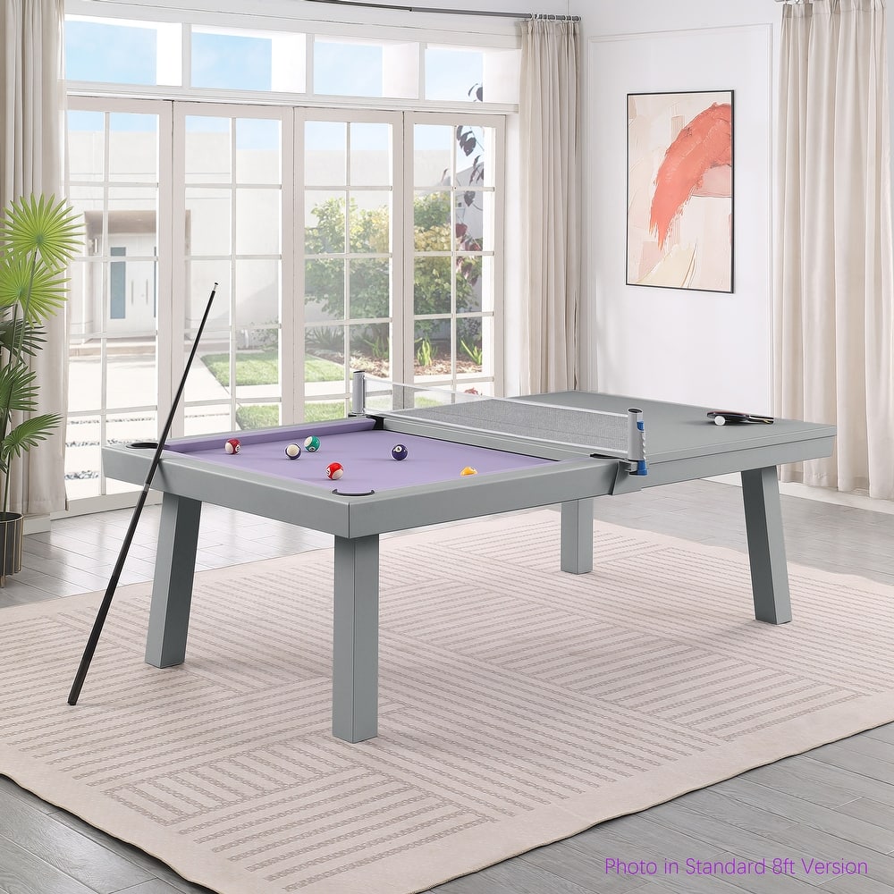 Laguna Indoor/Outdoor 8ft Slate Pool Table with Dining Top & Accessories Cement Finish