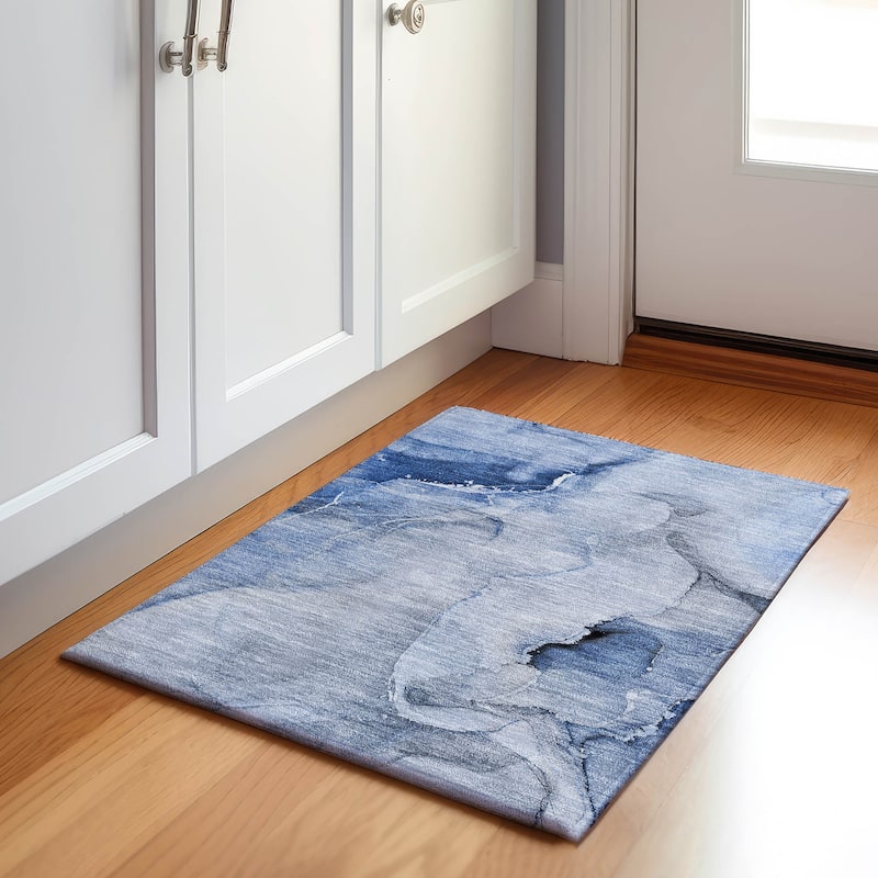 Premium Washable Super Soft Abstract Mayfield Rug - Blue - 1' 8" x 2' 6" - Rectangle