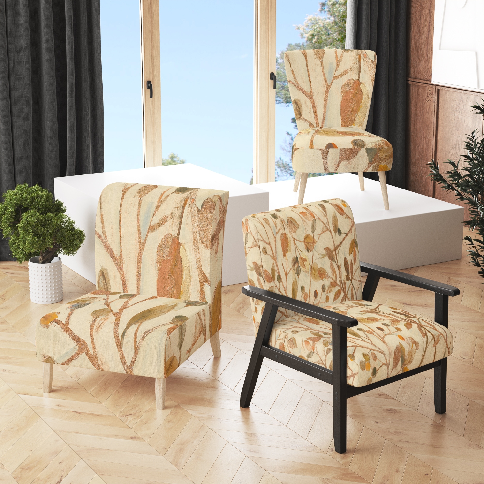 Designart "Copper Branches Composition" Upholstered Lake - Picture 9 of 15