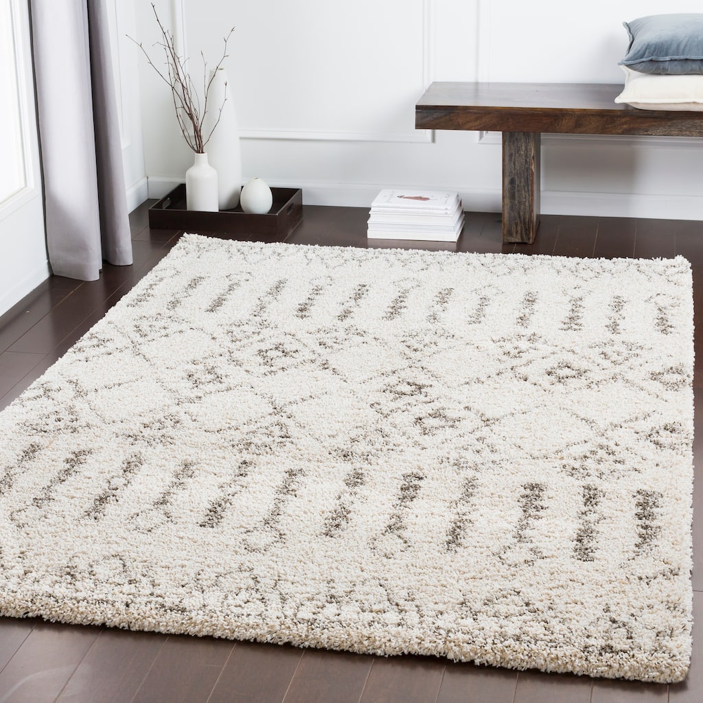 Rory Ivory Boho Shag Area Rug - 5'3" x 7'3"