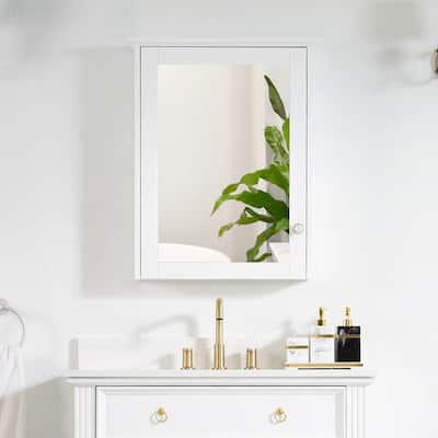 Wall Mounted Surface Mount 24" W x 30" H Mirror Cabinet With Shelves