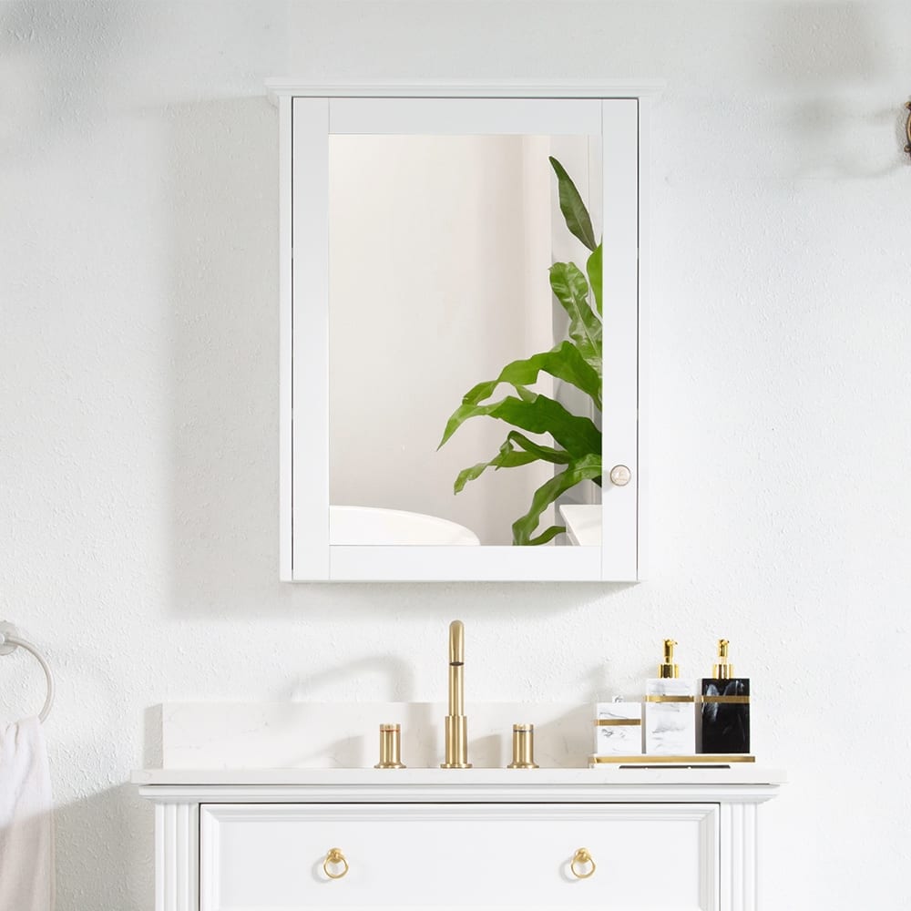 Wall Mounted Surface Mount 24" W x 30" H Mirror Cabinet With Shelves