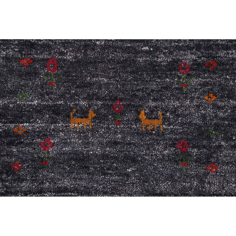 Tribal Gabbeh Oriental Square Rug Hand-Knotted Wool Carpet - 9'8" x 9'9"