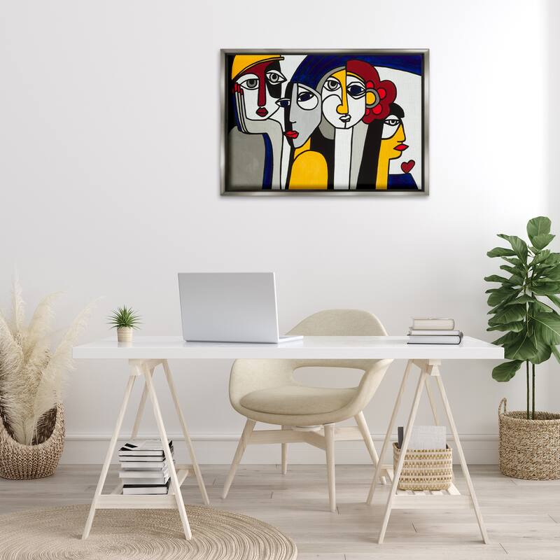 Stupell Primary Hues Faces Portrait Framed Floater Canvas Wall Art Design By Ruth Fromstein