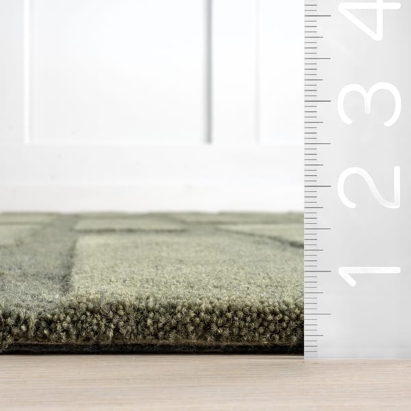 dimension image slide 1 of 3, Remy Crosshatch Wool Area Rug