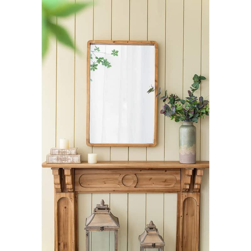 Farmhouse Style Wooden Rectangular Wall Mirror - 35.5"