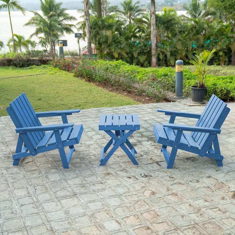 Amalfi Fully Assembled All-Weather Outdoor Folding Modern Adirondack Chair and Table Set - 3-piece