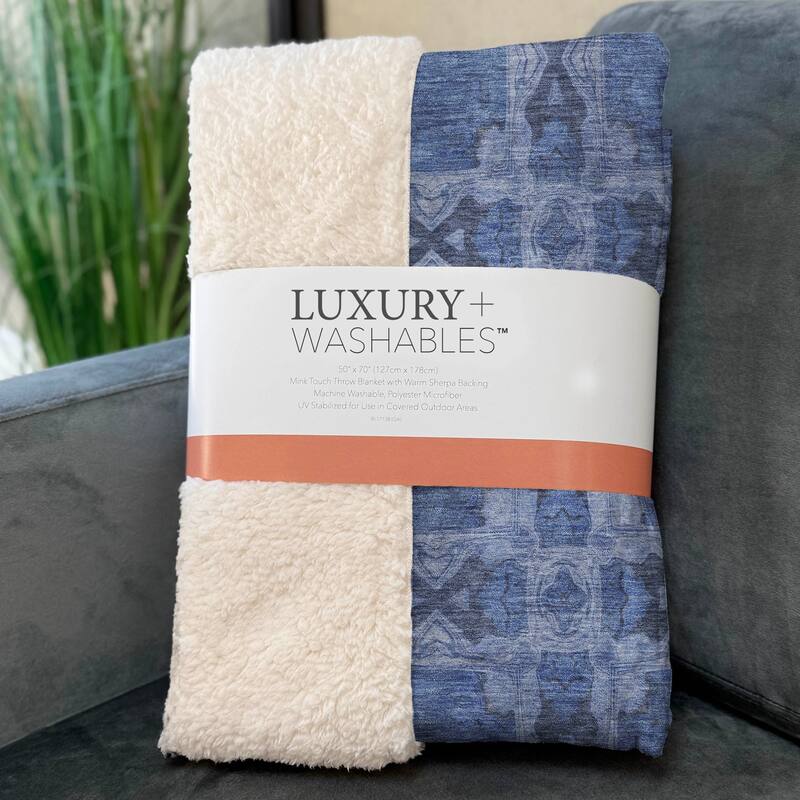 Premium Machine Washable Boho Moroccan Sherpa Throw Blanket