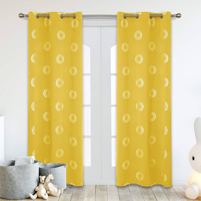 Concentric Circles Pattern Room Darkening Curtain 2 Panels