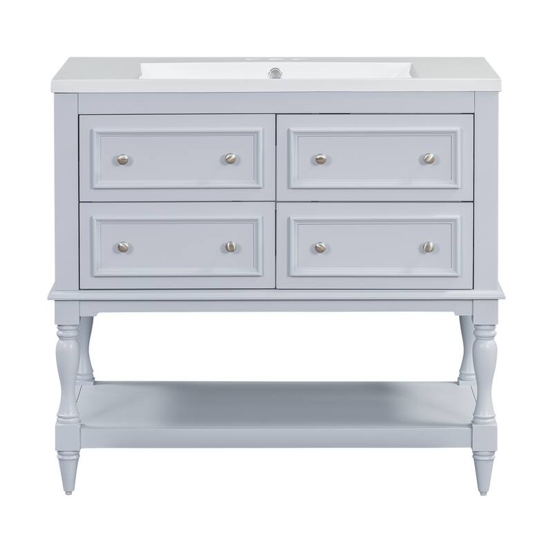Bathroom Vanity Cabinet Free Standing Vanity Set with 4 Drawers