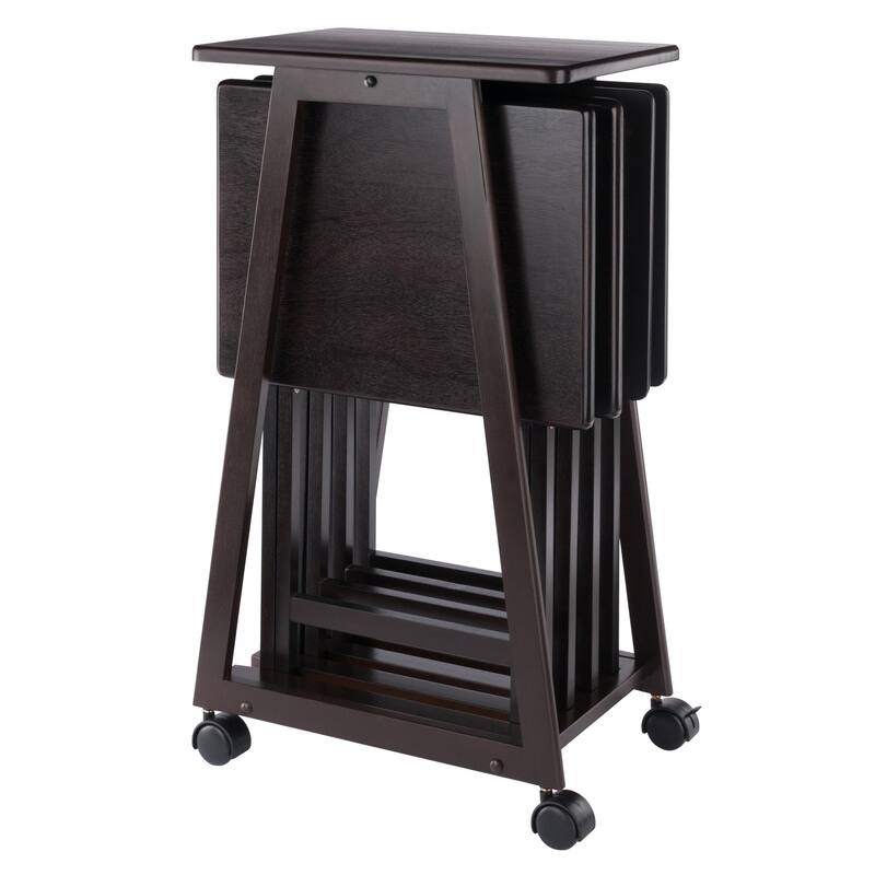 5-Pc Snack Table Set, Coffee Finish - 34" x 22.5" x 9.5"