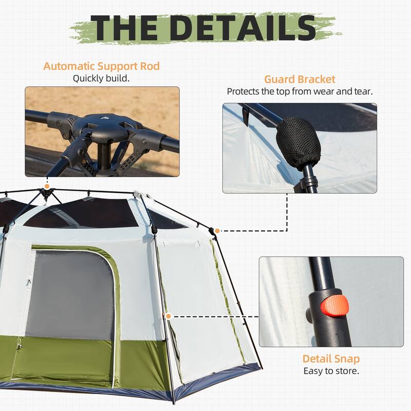 EROMMY Instant Cabin Tent 4/6/8/10 Person - 60 Second Setup, Waterproof Family Camping Tent with Rainfly & Carry Bag, 4-Season