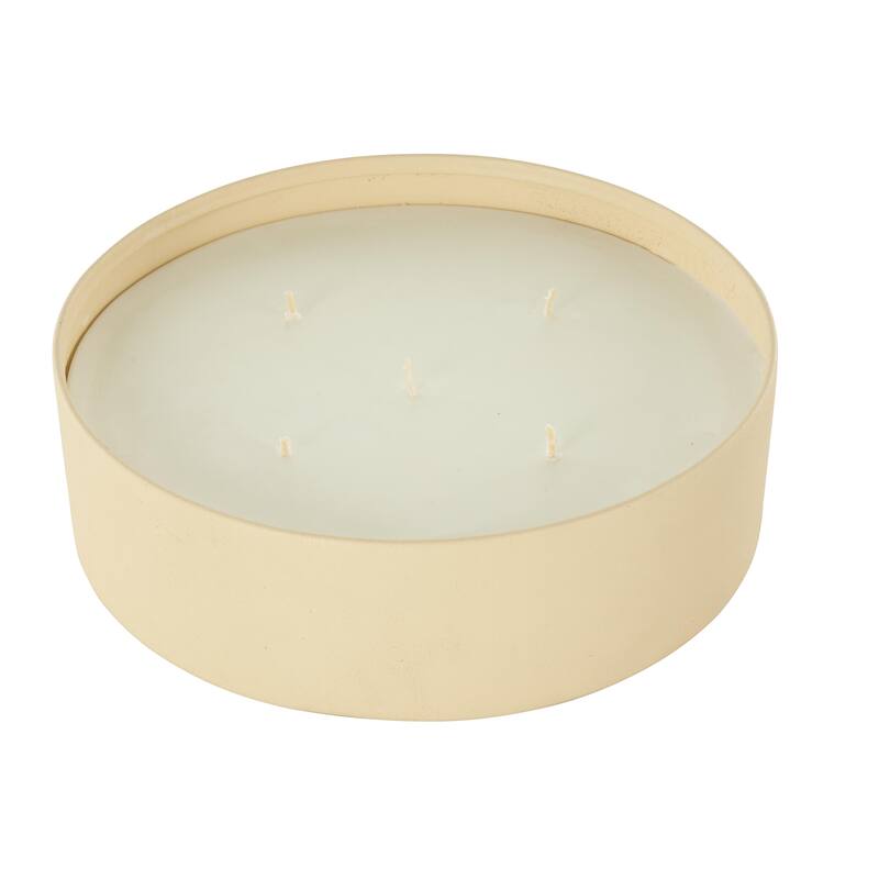 Cream, Black or Beige Metal Scented Textured 59oz 5 Wick Decorative Candle with White Wax