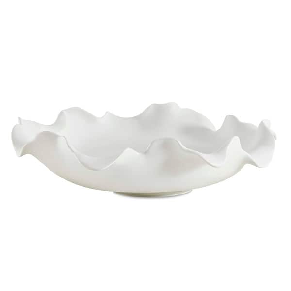 slide 2 of 8, Uttermost Wave Crest White Outdoor Bowl