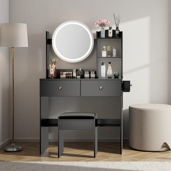 grey dressing table with light up mirror 2 Piece Stool, 3-Color Adjustable - Bed Bath & Beyond black satin prom dresses