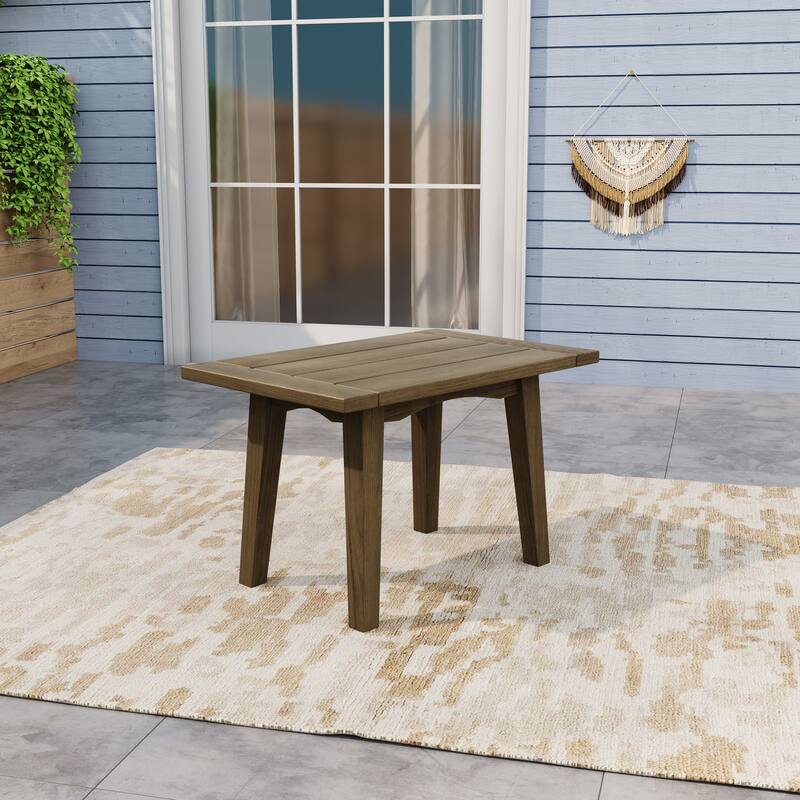 Teak Outdoor Armless Lounge Chair Set Loveseat with Cushions - Side table - Brown/Side table