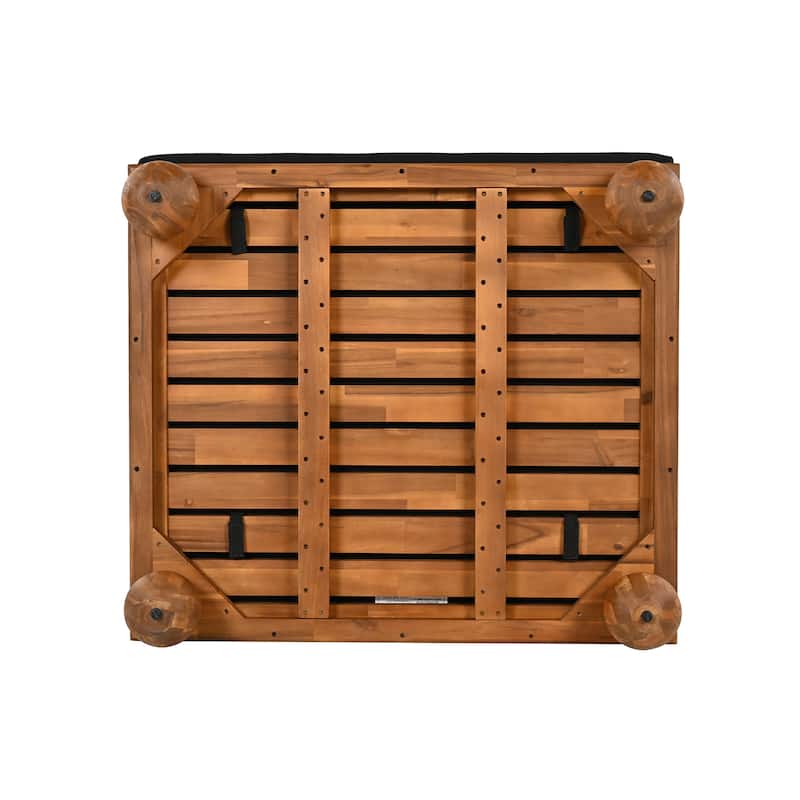Scott Living Dulcie 4 Piece Outdoor Acacia Wood L Shape Setional Sofa with Removable Cushions