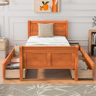 Photo inspiration: Picture Idea: Streamlined Headboard Wood Platform Bed Frame W 4 Drawers Storage
