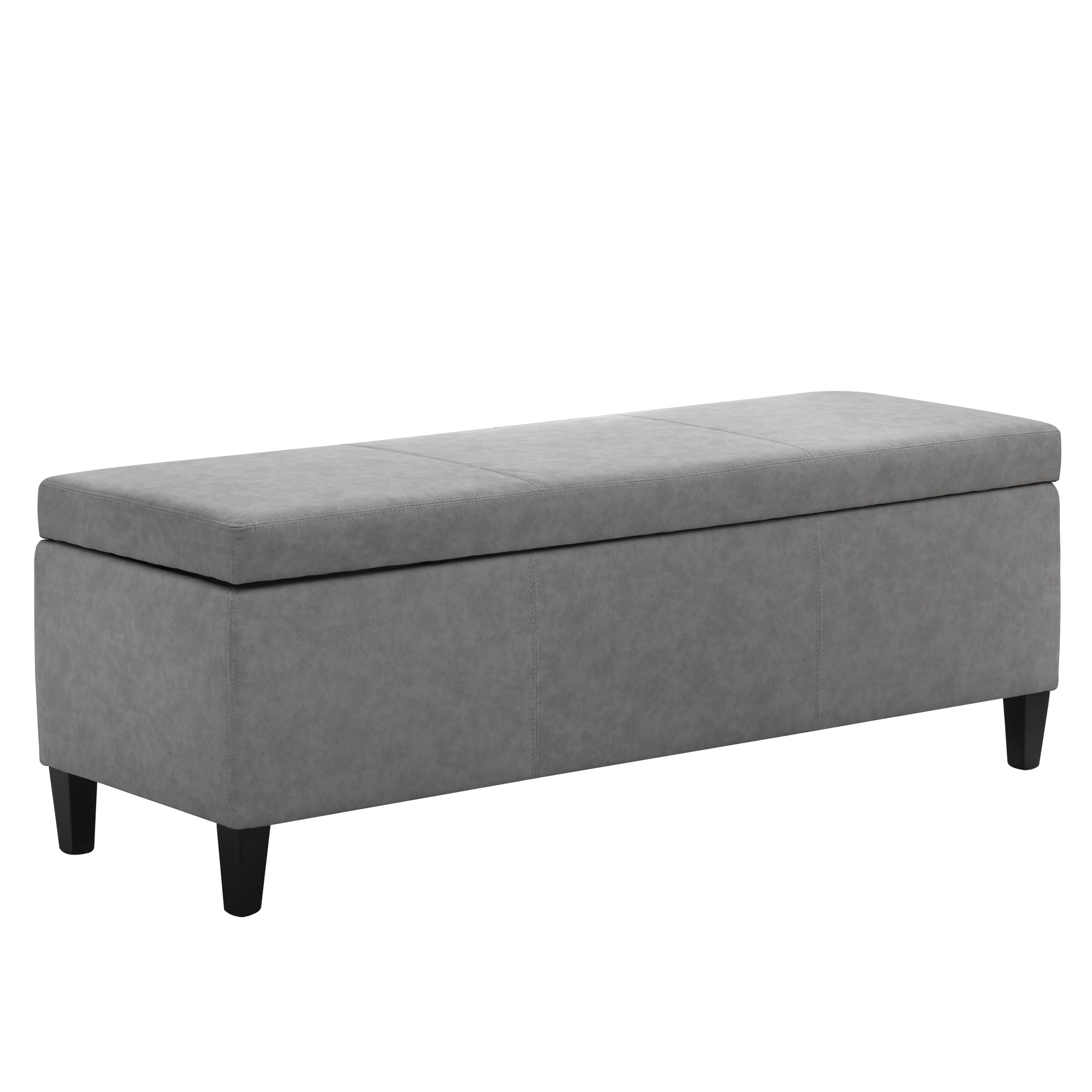 50.3" x 17.50" x 18" Upholstered Rectangular Storage Ottoman-Faux Leather