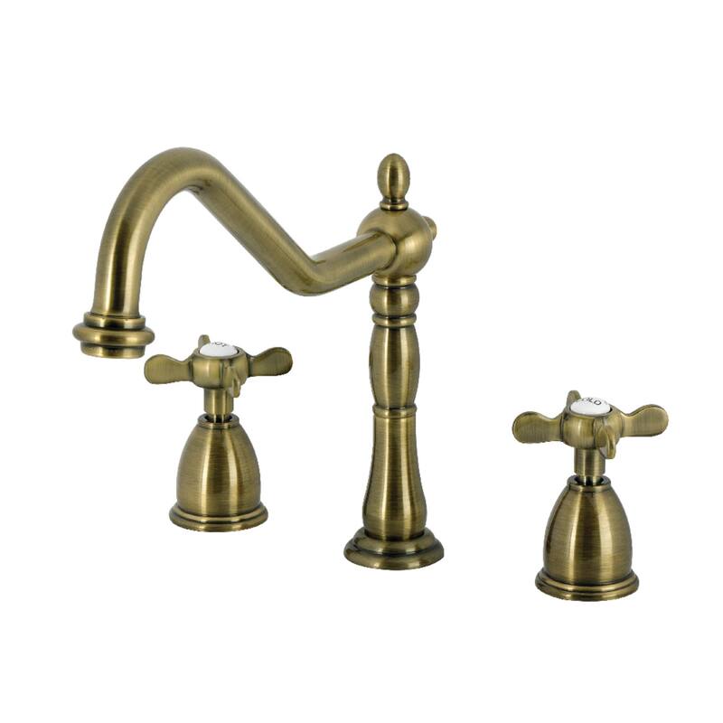 Kingston Brass Essex Double-Handle Wall-Mount Pre-Rinse Bridge Kitchen Faucet - Antique Brass