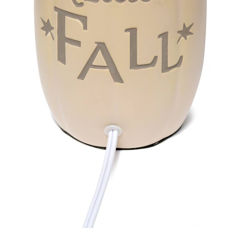 Hello Fall Ceramic Table Lamp with White Drum Shade - 17.75" - Taupe Brown