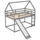 preview thumbnail 10 of 27, Twin Size Bunk House Bed with Slide and Ladder,House Shape Bunk bed with Slide