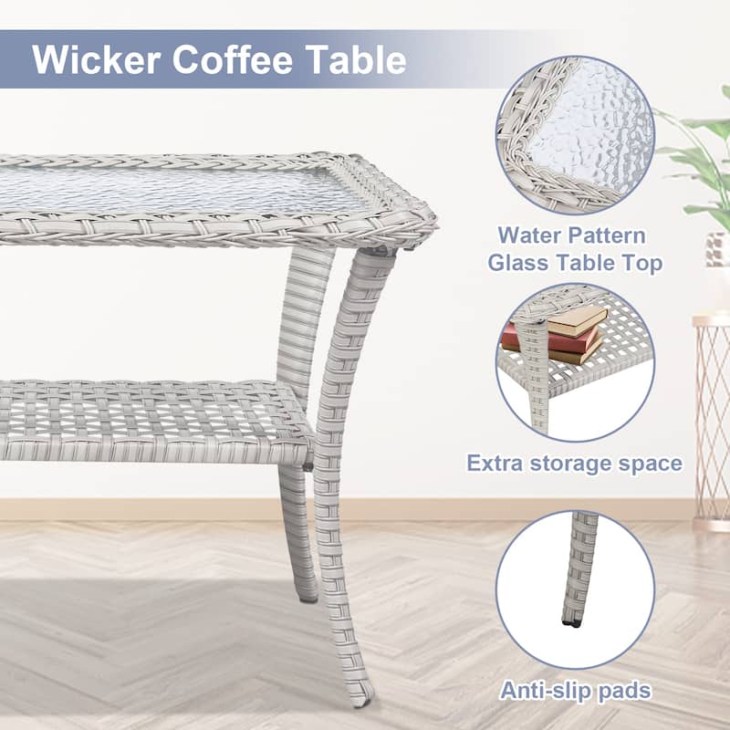 Pocassy Outdoor Sofa Swivel Glider Chair with Table
