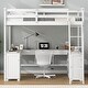 preview thumbnail 25 of 30, Solid Wood Loft Bed Frame w/U-Shaped Desk, Drawers, Shelves White - Full