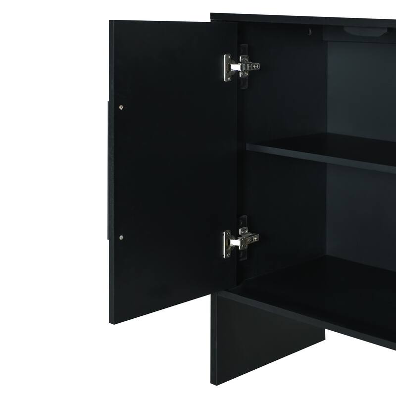 Sideboard Cabinet with Adjustable Shelves, Wooden Storage Cabinet with Long Handles, Kitchen Buffet Cabinet with 4 Door