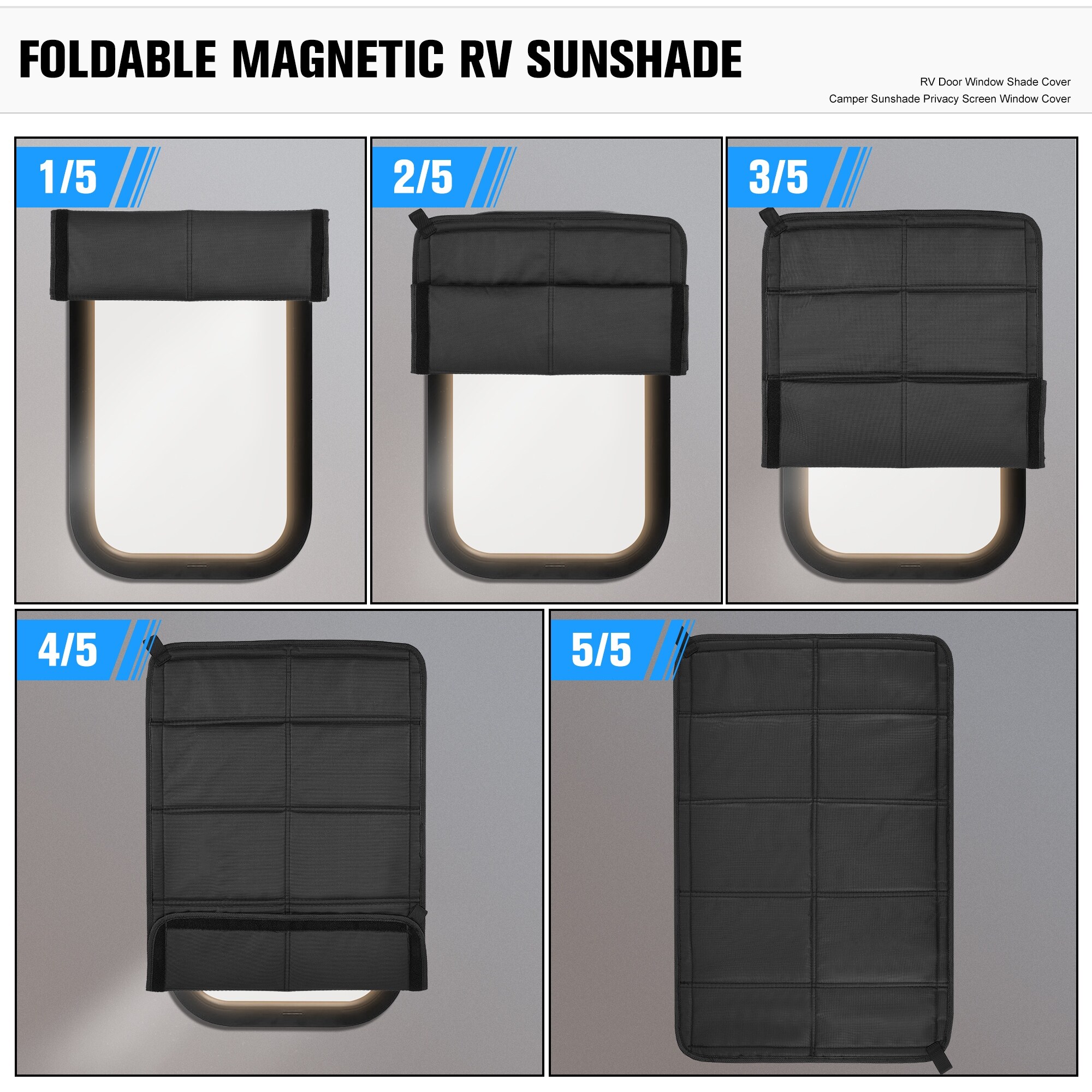 2PCS Foldable RV Sun Shade Windshield Blackout Coverage RV