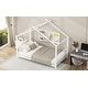 preview thumbnail 6 of 13, Twin Size Metal House Platform Bed with Roof Design, House Bed with Slats Support for Kids Teens