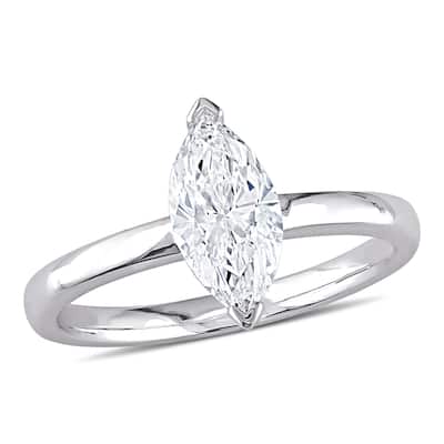 Miadora 1ct TDW Marquise-Cut Diamond Solitaire Engagement Ring in 14k White Gold