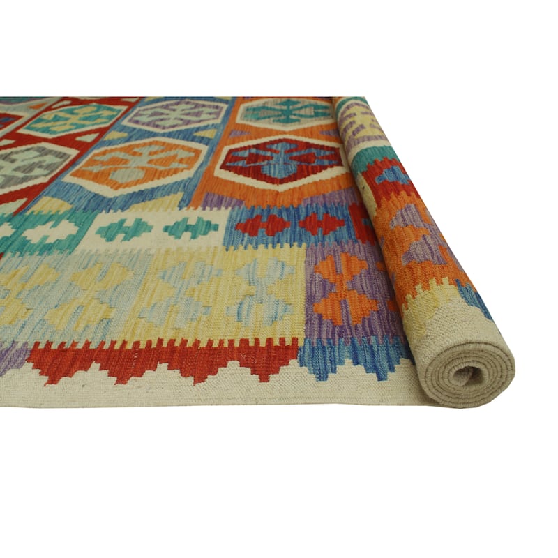 Hand-Woven Sangat Azin Blue/Beige Rug - 8'4" x 9'11"