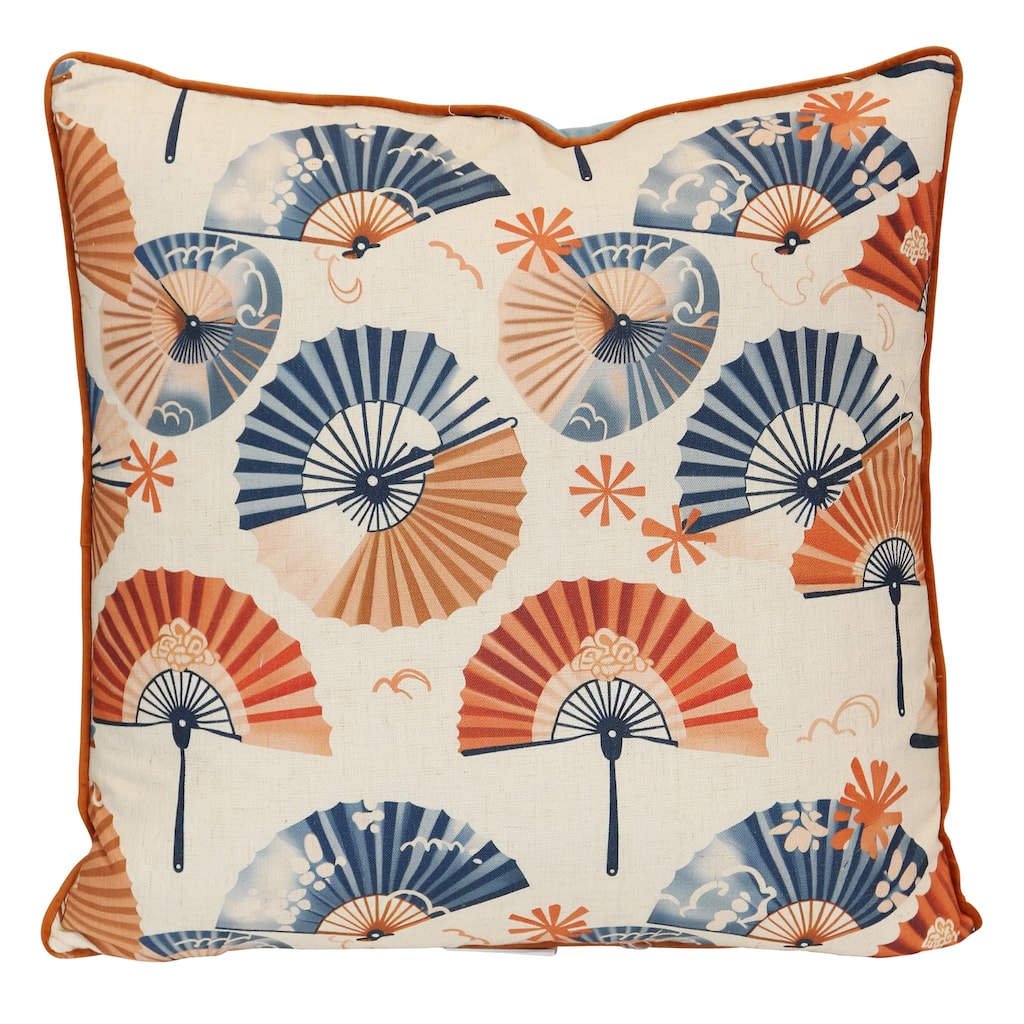 StyleCraft The Saffron Fan Garden Chinoiserie Pillow - Multicolor