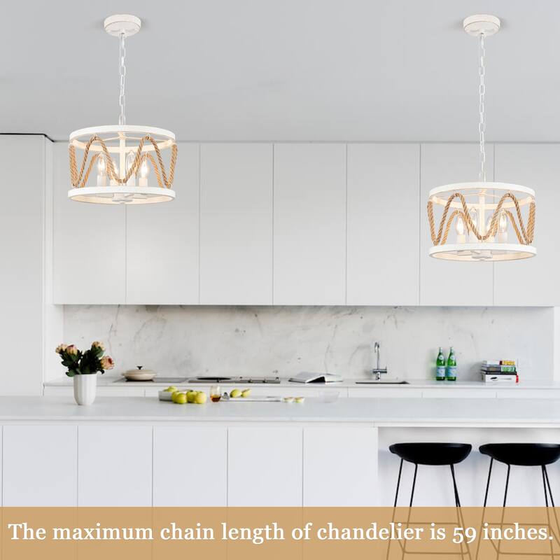 4-Light Circle Rustic Hanging Candlestick Linear Chandelier Lighting Fixture for Kitchen Island