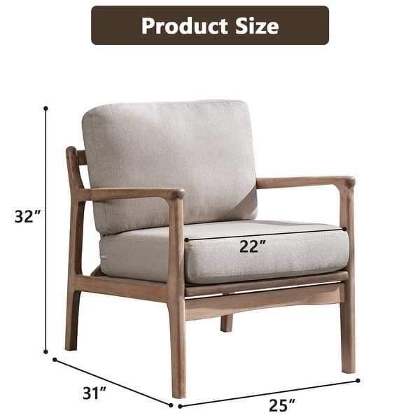 Mid Century Modern Accent Chair with Solid Wood Frame & Removable ...