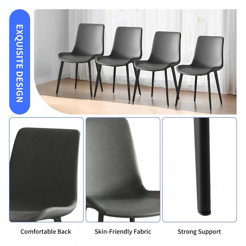 Dining Chairs 2PCS, Upholstered PU Cushion Seat