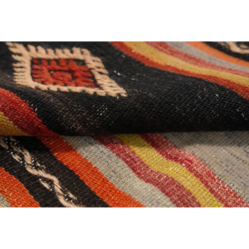 Hand Woven Oriental 100% Wool Carpet Southwestern Tribal Oranges & Rust Kilim Area Rug - 9' 2'' X 6' 1''