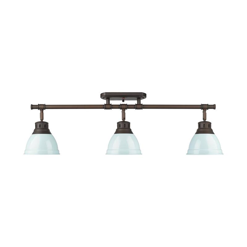 Yep by Golden Lighting Duncan 3-light Semi-Flush Mount in Rubbed Bronze and Seafoam shade - Rubbed Bronze - 3-Light Semi-flush