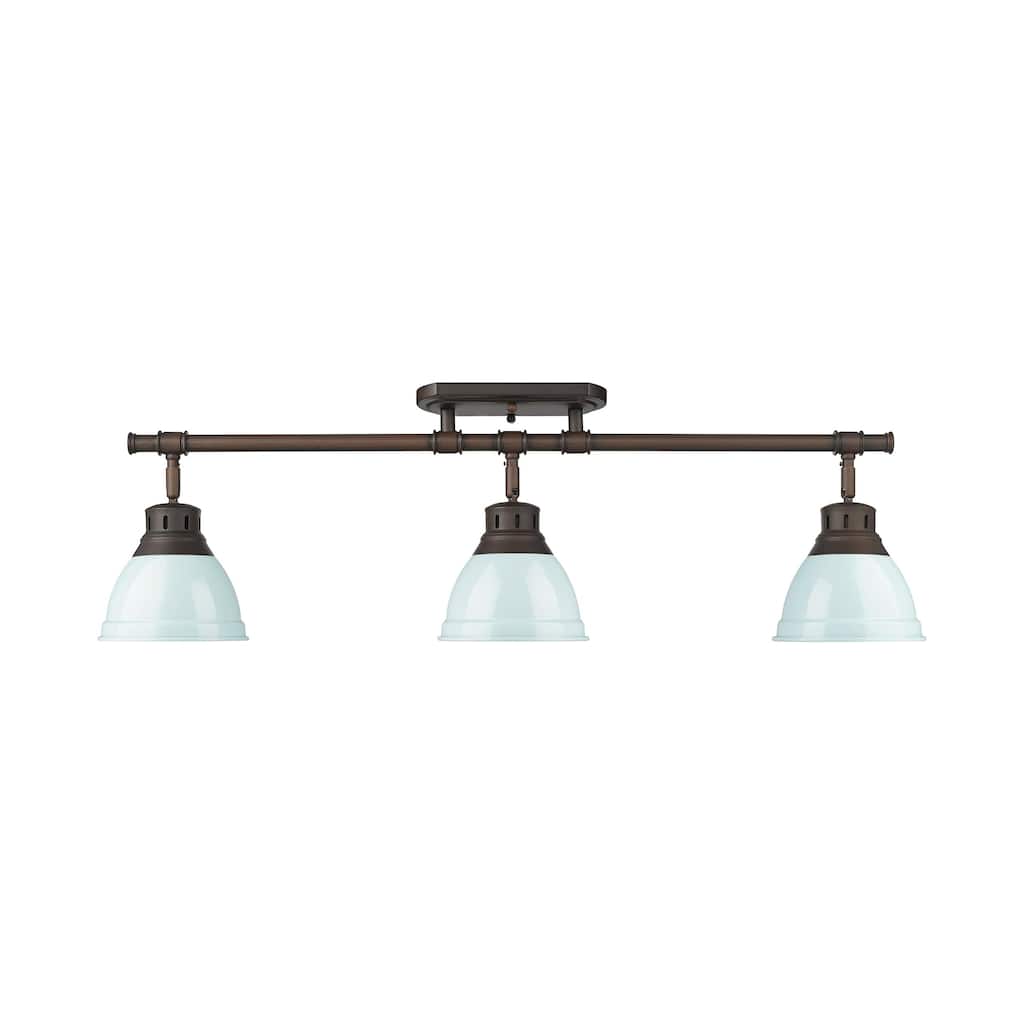 Yep by Golden Lighting Duncan 3-light Semi-Flush Mount in Rubbed Bronze and Seafoam shade - Rubbed Bronze - 3-Light Semi-flush