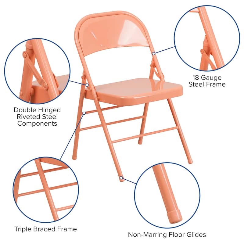 4 Pack Triple Braced & Double Hinged Folding Chair