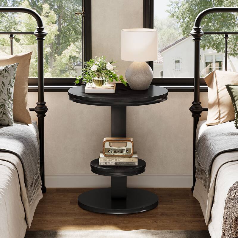 Round End Table, Frame for Small Spaces, Easy to Assemble