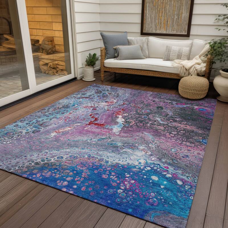Machine Washable Indoor/ Outdoor Chantille Modern Abstract Rug