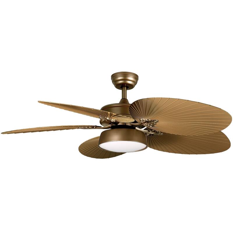 52" Moasis Palm Leaf Ceiling Fan LED Light Tropical Style with Remote