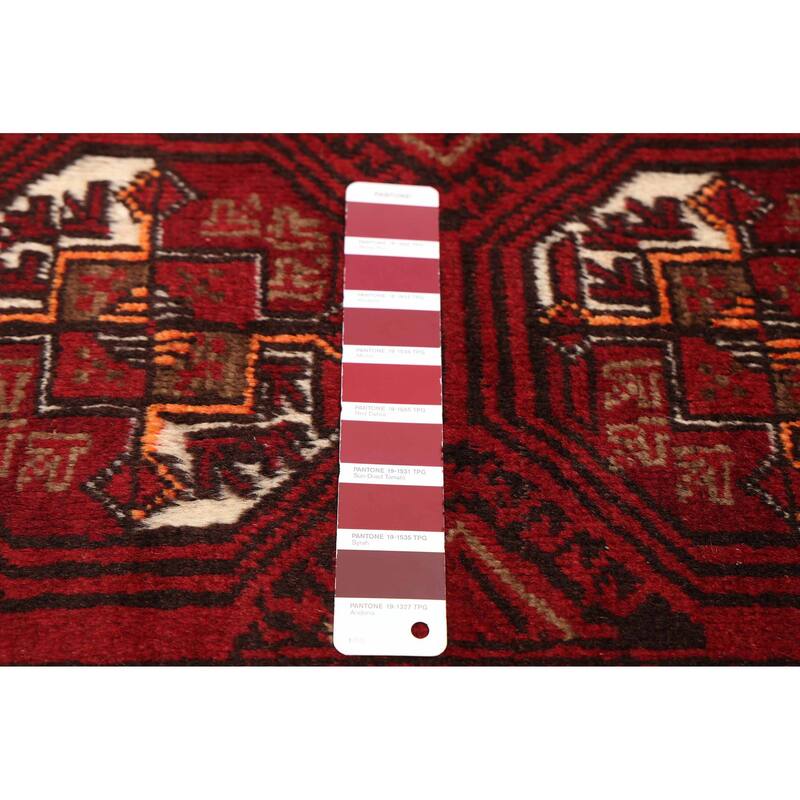 ECARPETGALLERY Hand-knotted Baluch Red Wool Rug - 3'2 x 6'1