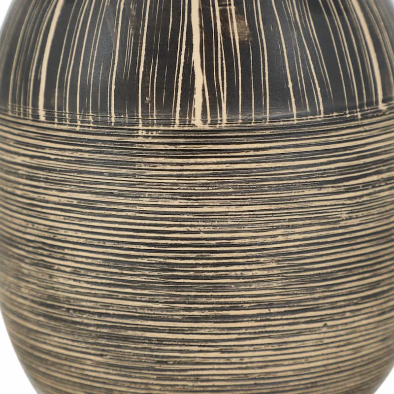 Sagebrook Home Ceramic Tribal Vase Contemporary Rustic Decorative Vase in Brown
